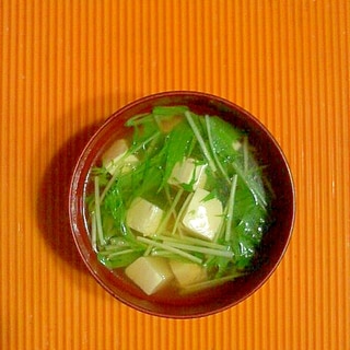 豆腐と水菜のコンソメスープ♪